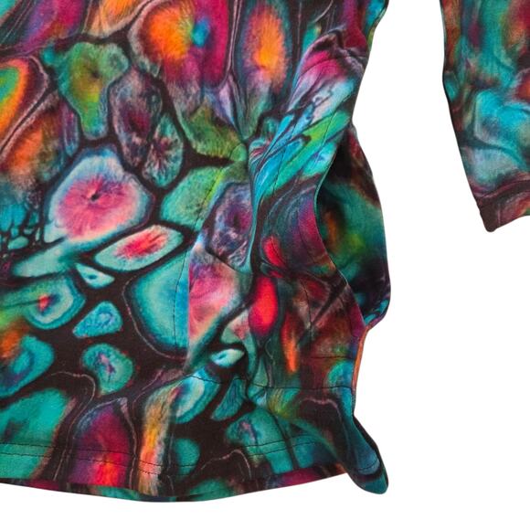 Parsley & Sage Abstract Top, Three-quarter sleeve, v-neck, collar & pockets sz M - Picture 5 of 9